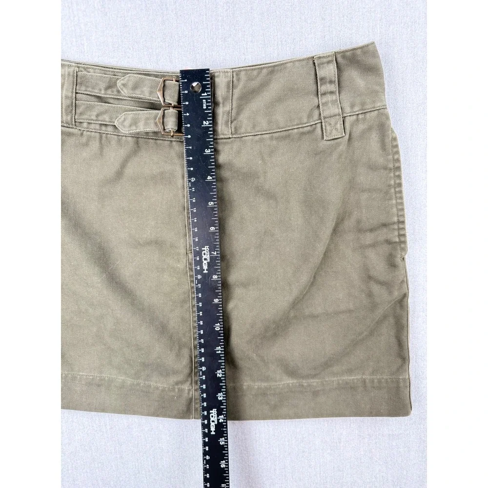 Ralph Lauren Womens Olive Green Cotton Twill Buckle Detail Mini Skirt Size 4 - Picture 3 of 6